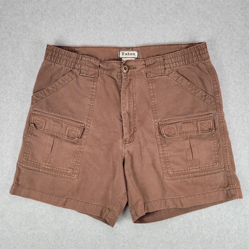 Talos Cargo Shorts Men 32 Brown Cotton Utility Multi Pocket 5.5 Inseam